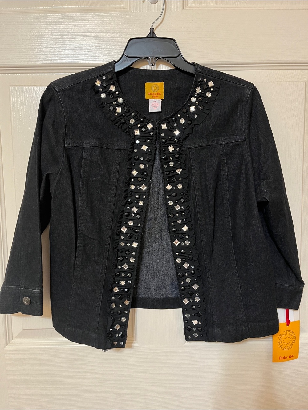 Ruby Rd. Black Embellished Jean Jacket